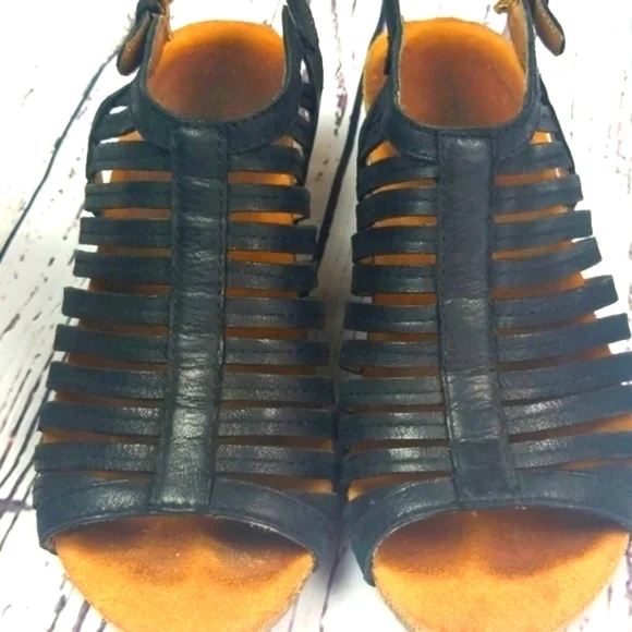 Josef Seibel Sunny Black Leather Strappy Sandal 8 - Picture 2 of 7